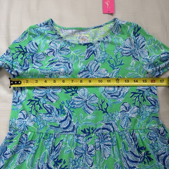 NWT Lilly Pulitzer Mini Geanna Swing Dress Green Floral XL 12 - 14 Kids Cotton - Picture 7 of 11